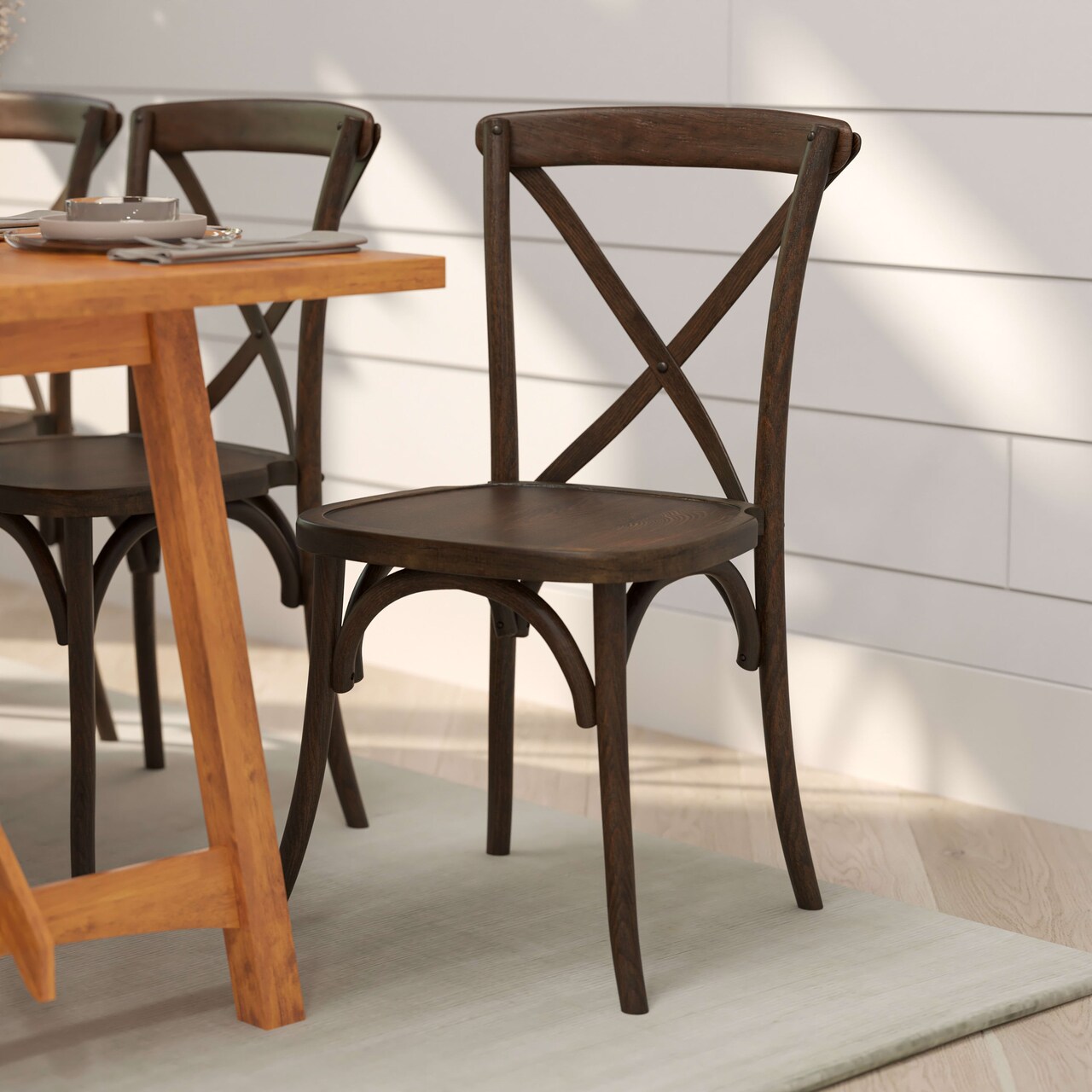 Merrick Lane Davisburg Stackable Wooden Cross Back Bistro Dining Chair